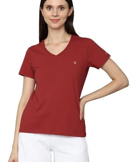 Allen Solly Women’s 100% Polyester Regular Fit T-Shirt