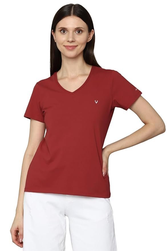 Allen Solly Women’s 100% Polyester Regular Fit T-Shirt