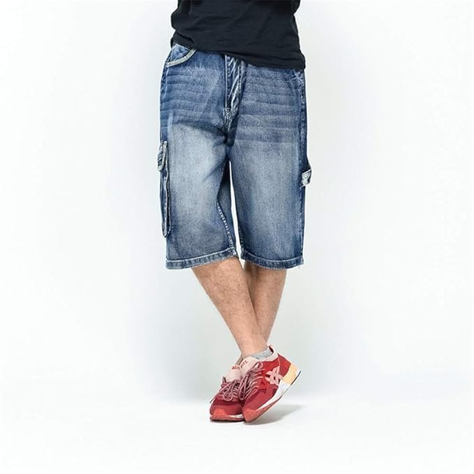 Men’s Casual Jean Shorts Classic Loose Fit Summer Demin Shorts Skateboard Jogging Dance Shorts