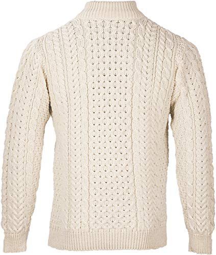 Men’s Merino Wool Aran 1/2 Zipper Sweater