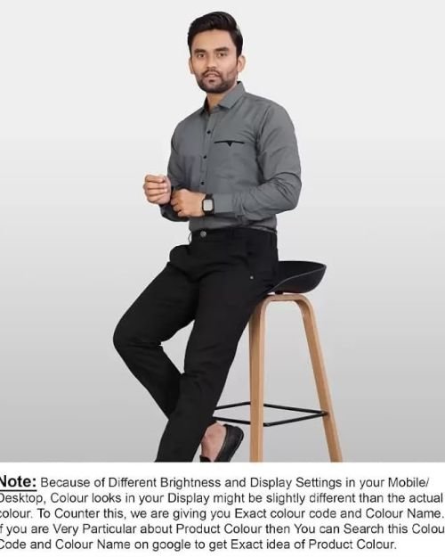 Men’s Regular Fit Solid Soft Touch Cotton Casual Shirt with Pocket Design with Spread Collar & Full Sleeves