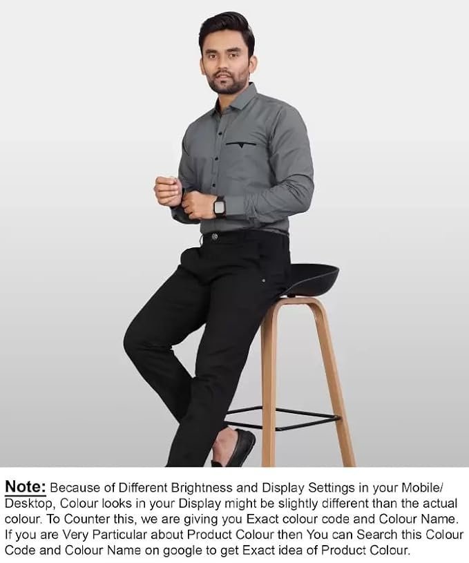 Men’s Regular Fit Solid Soft Touch Cotton Casual Shirt with Pocket Design with Spread Collar & Full Sleeves