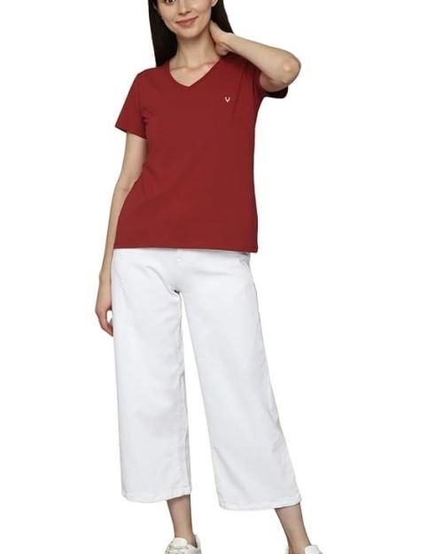 Allen Solly Women’s 100% Polyester Regular Fit T-Shirt