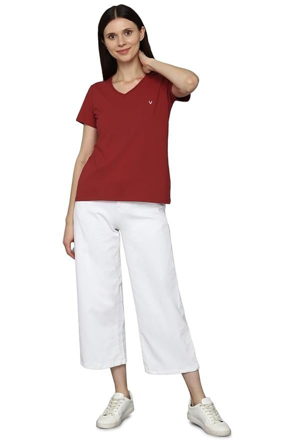 Allen Solly Women’s 100% Polyester Regular Fit T-Shirt