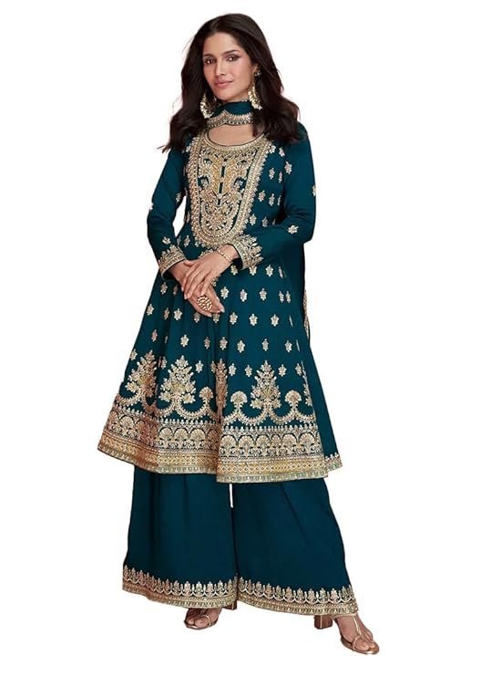 Miss Ethnik Women’s Pink Vichitra Silk Stitched Top With Stitched Vichitra Silk Bottom and Vichitra silk Dupatta Full Sleeve Embroidered Straight Kurta