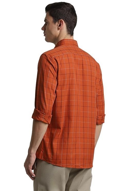 Peter England Men’s Checkered Casual Everyday Full Sleeve Shirt | 100% Cotton