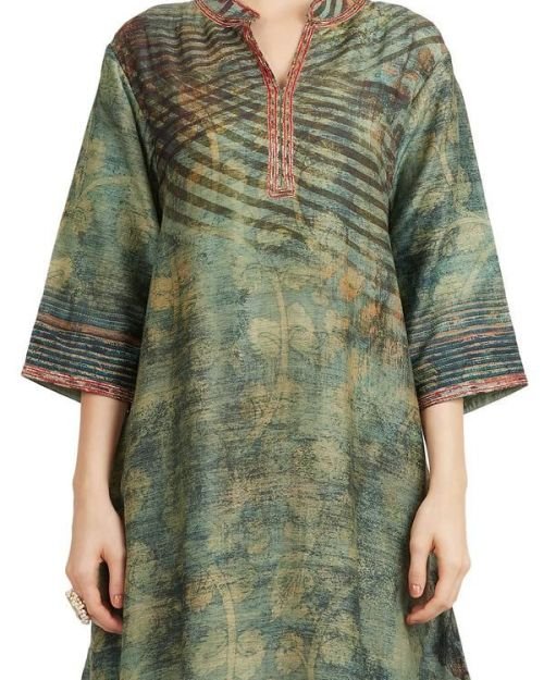 Green Cyan Banarasi Kurta Bottom Set