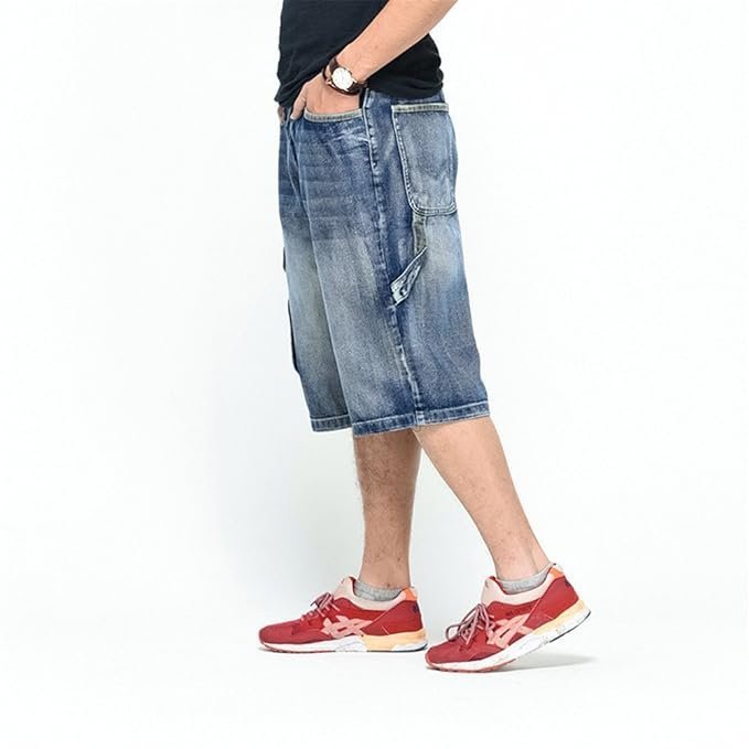 Men’s Casual Jean Shorts Classic Loose Fit Summer Demin Shorts Skateboard Jogging Dance Shorts