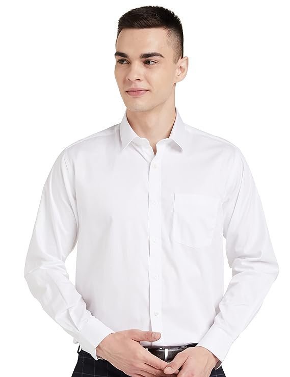 Men’s Solid Cotton Formal Shirt | Plain | Full Sleeve – Regular Fit