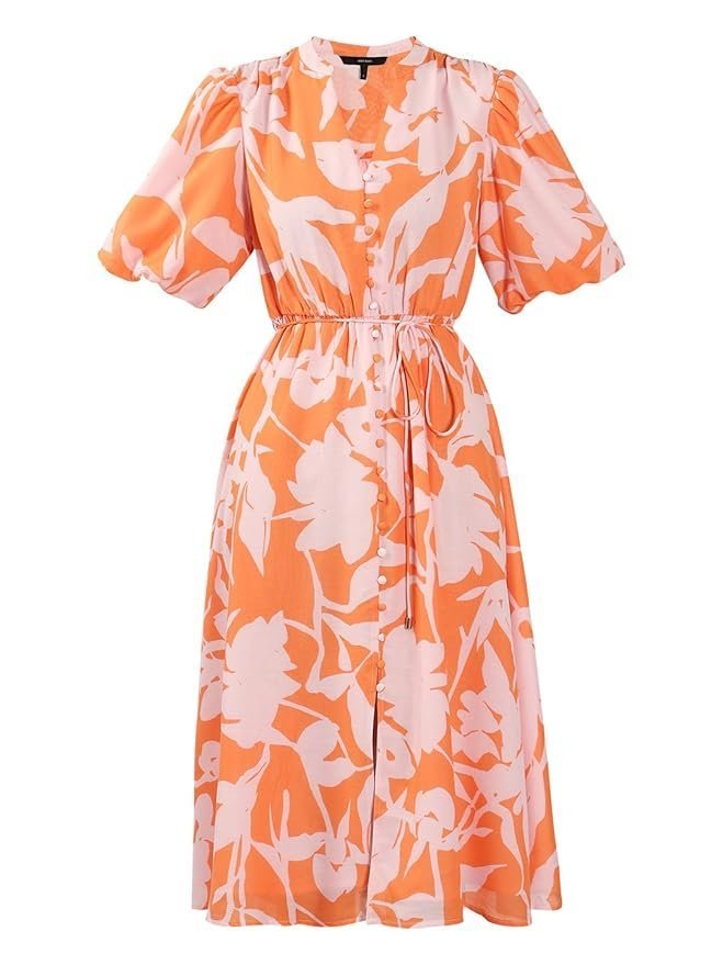 VERO MODA Women’s Polyester Fit and Flare Midi Dress