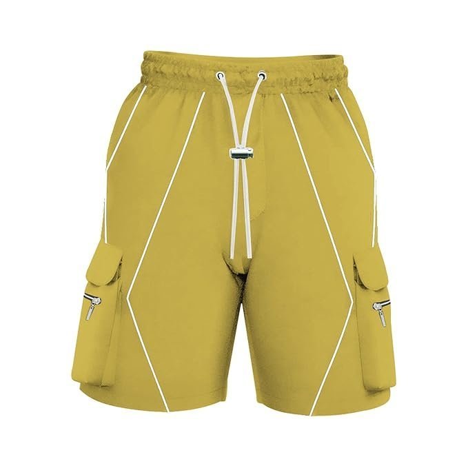 Men’s Shorts Fashion Men’s Pure Color Casual Straight Tooling Wind Cropped Trousers