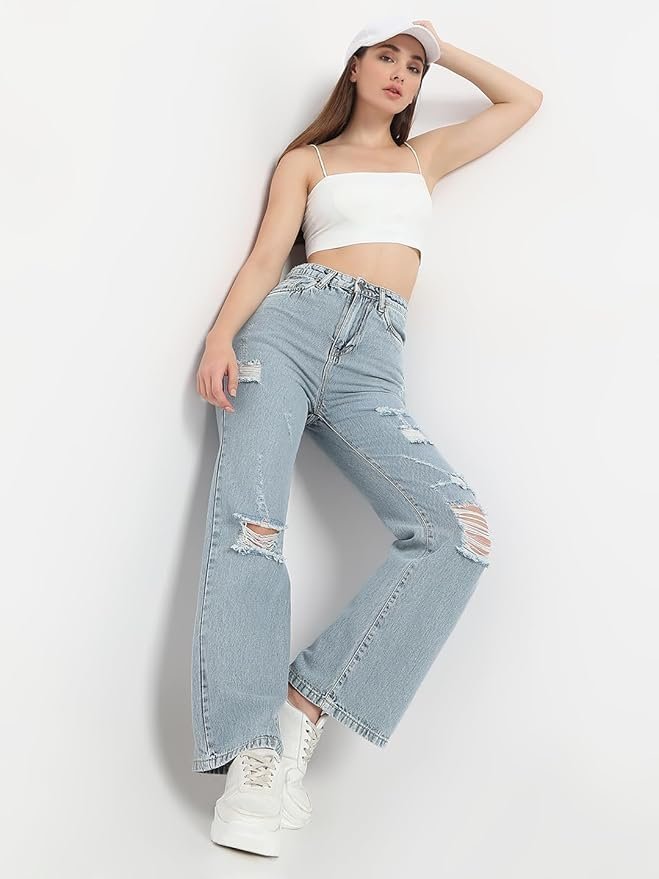 AKA CHIC High Rise Womens Flare Fit Jeans