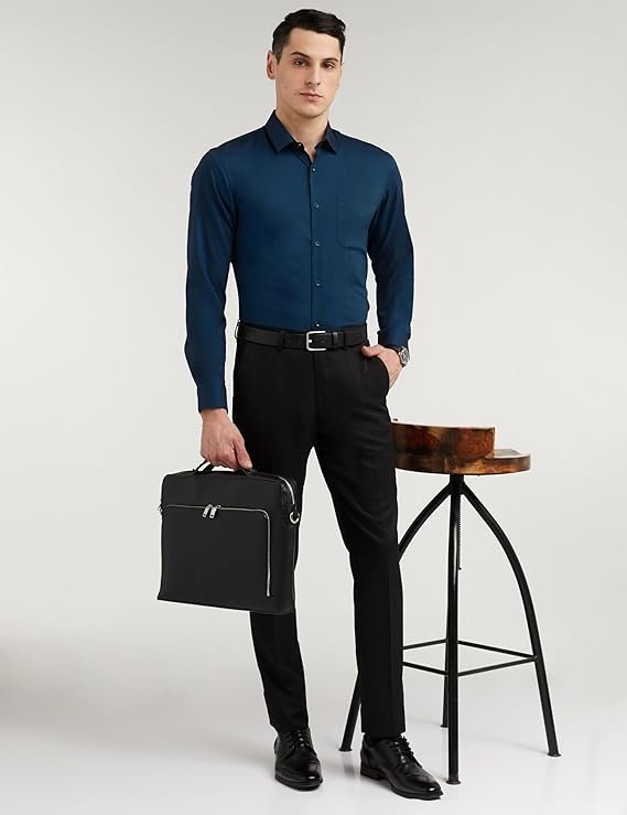 Peter England Men’s Everyday Solid Slim Fit Full Sleeve Formal Shirt | Cotton-Rich
