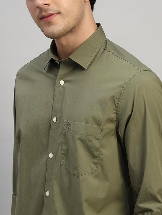 Cantabil Men’s Solid Full Sleeves Spread Collar Casual Shirt