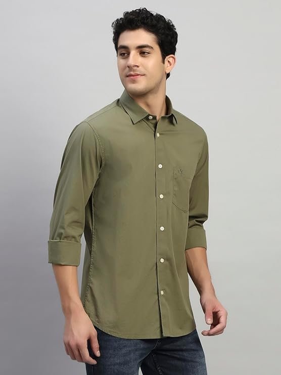 Cantabil Men’s Solid Full Sleeves Spread Collar Casual Shirt