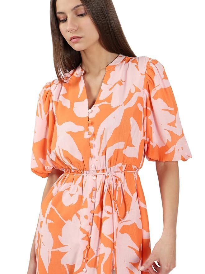 VERO MODA Women’s Polyester Fit and Flare Midi Dress
