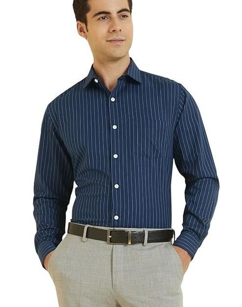 Allen Solly Men’s Cotton Classic Fit Stripe Formal Shirt