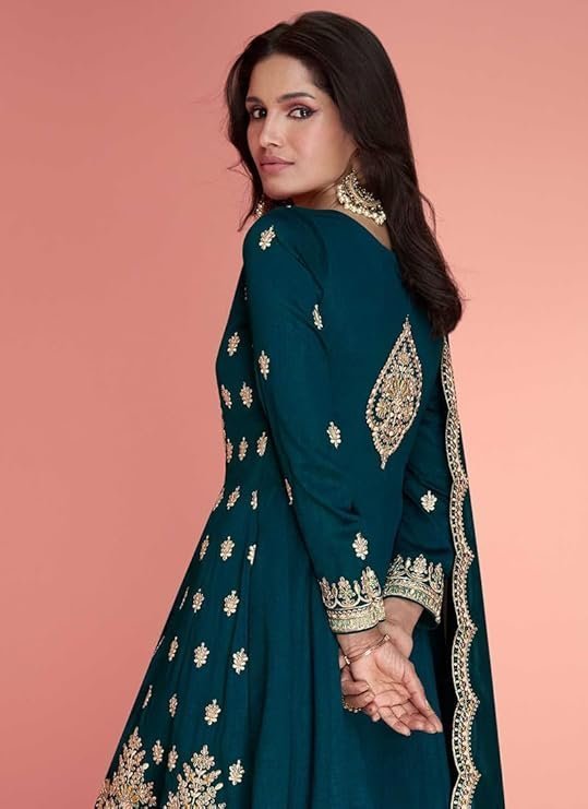 Miss Ethnik Women’s Pink Vichitra Silk Stitched Top With Stitched Vichitra Silk Bottom and Vichitra silk Dupatta Full Sleeve Embroidered Straight Kurta