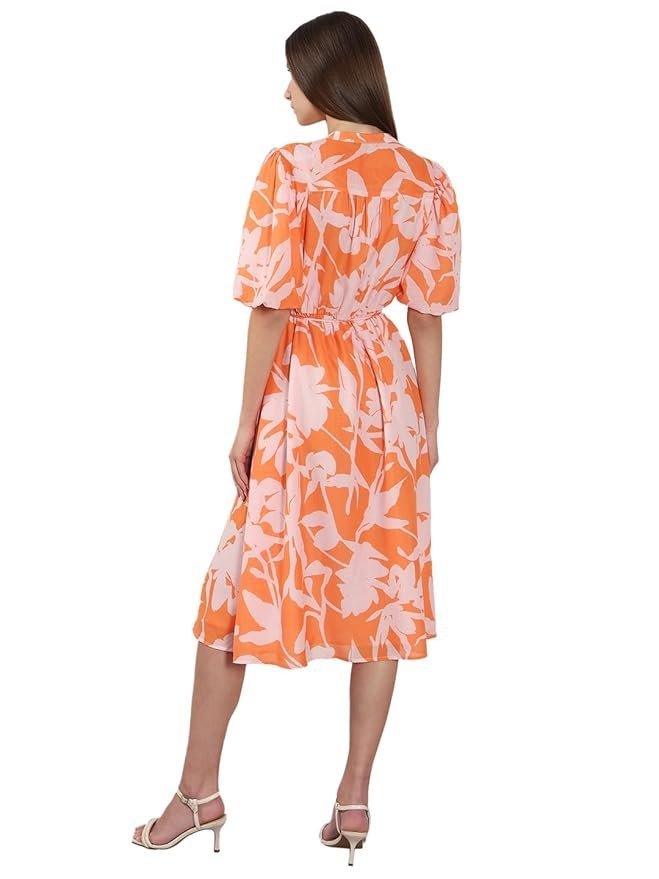 VERO MODA Women’s Polyester Fit and Flare Midi Dress