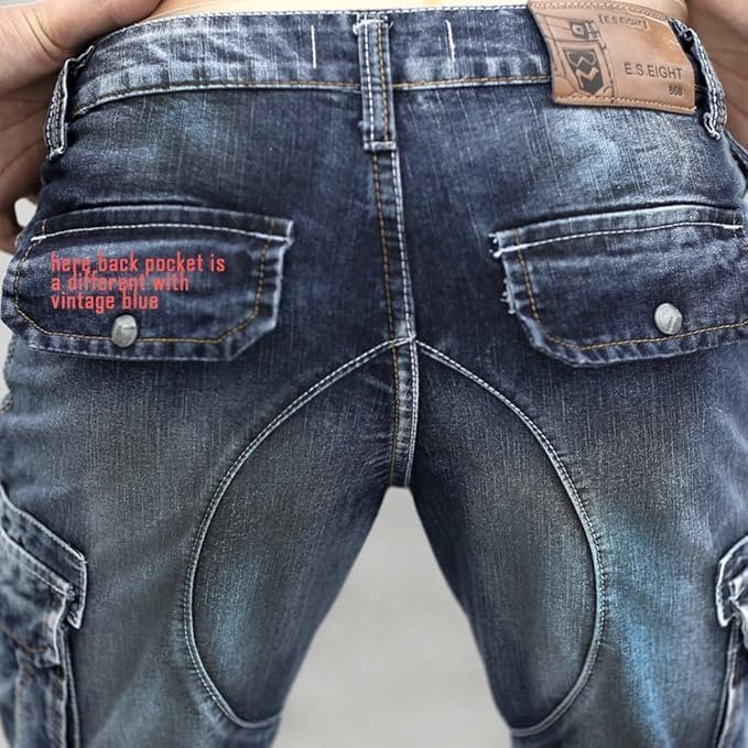 Idopy Men`s Cargo Denim Biker Jeans Shorts With Zippers