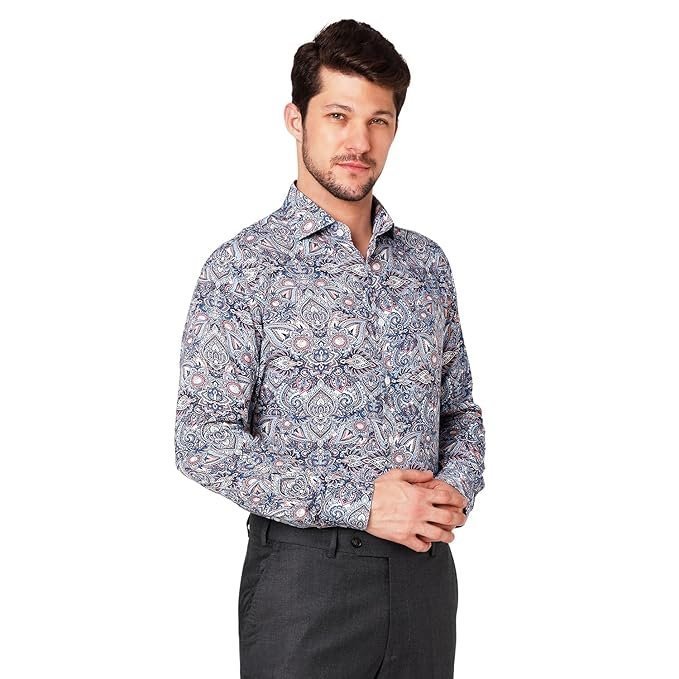 Men’s Printed Cotton Shirt | Full Sleeve | Tailored Fit Summer Casual Formal Wear | Soft Breathable Fabric