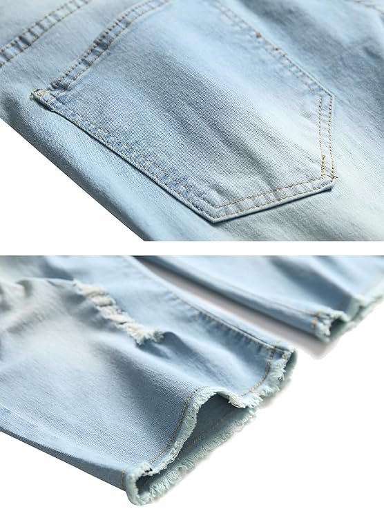 Litteking Men’s Ripped Jean Shorts Casual Distressed Denim Shorts Summer Short Pants with Pockets