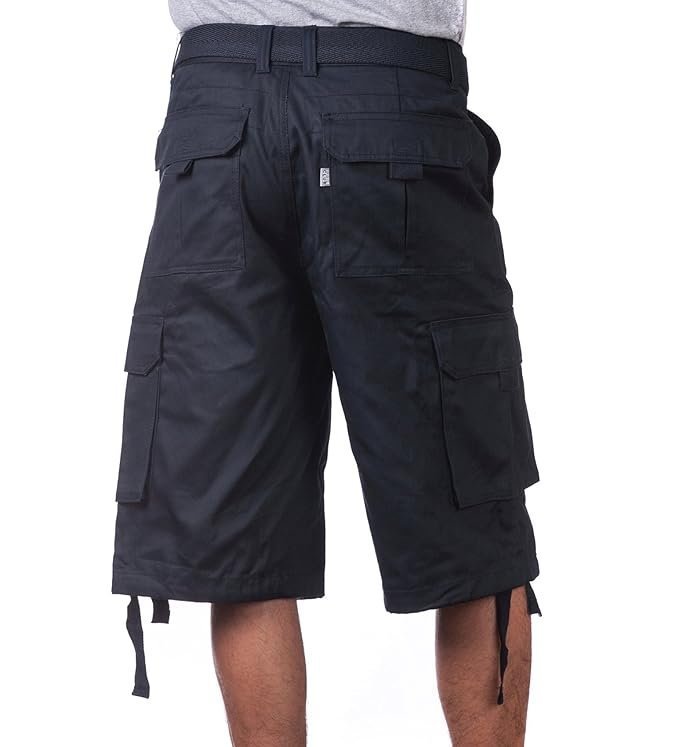 Pro Club Men’s Cotton Twill Cargo Shorts with Belt – Regular and Big & Tall Sizes