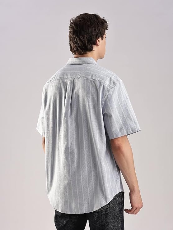 Calvin Klein Jeans Striped Relaxed-Fit Oxford Woven Shirt