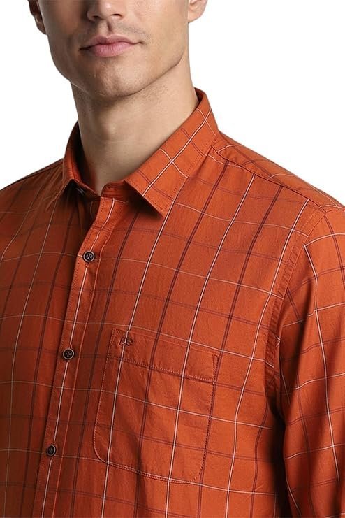 Peter England Men’s Checkered Casual Everyday Full Sleeve Shirt | 100% Cotton