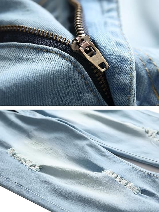Litteking Men’s Ripped Jean Shorts Casual Distressed Denim Shorts Summer Short Pants with Pockets