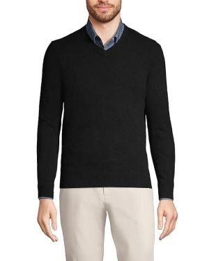 Lands’ End Men’s Fine Gauge Cashmere V-neck Sweater