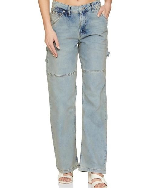 INKAST Regular Women’s High Waist Full Length Cargo Loose Fit Jeans