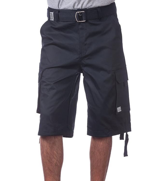 Pro Club Men’s Cotton Twill Cargo Shorts with Belt – Regular and Big & Tall Sizes