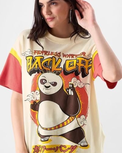 Back Off Womens Oversized Fit Graphic Printed Half Sleeve Cotton Multicolored