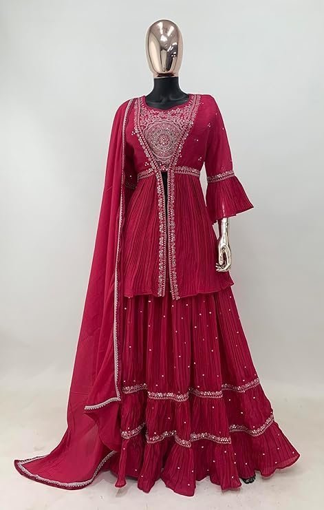 Miss Ethnik Elegant Pink Embroidered Lehenga Choli Set