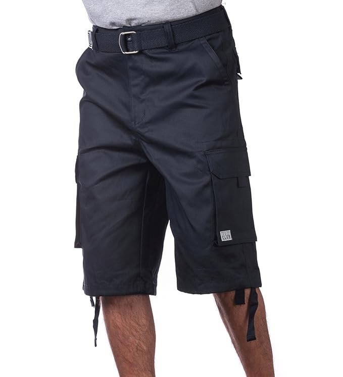 Pro Club Men’s Cotton Twill Cargo Shorts with Belt – Regular and Big & Tall Sizes