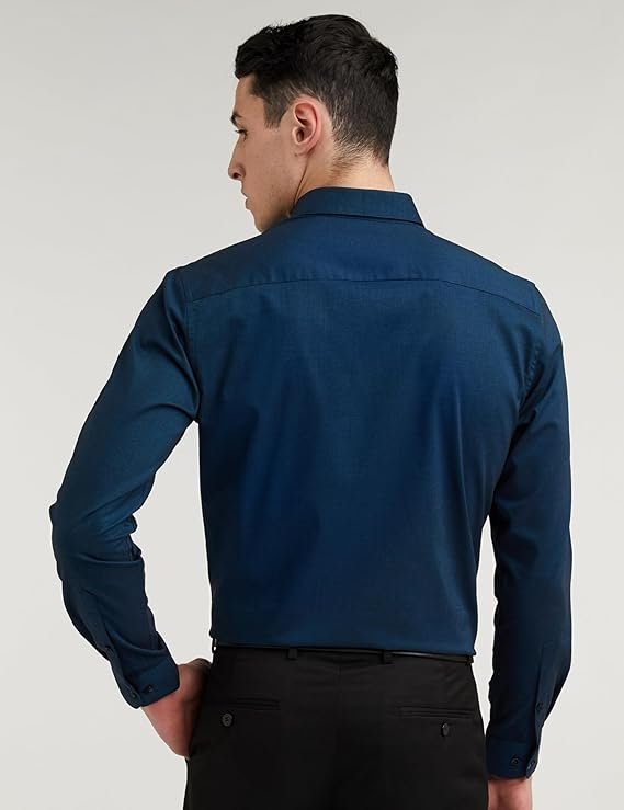 Peter England Men’s Everyday Solid Slim Fit Full Sleeve Formal Shirt | Cotton-Rich