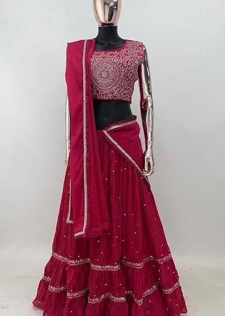 Miss Ethnik Elegant Pink Embroidered Lehenga Choli Set