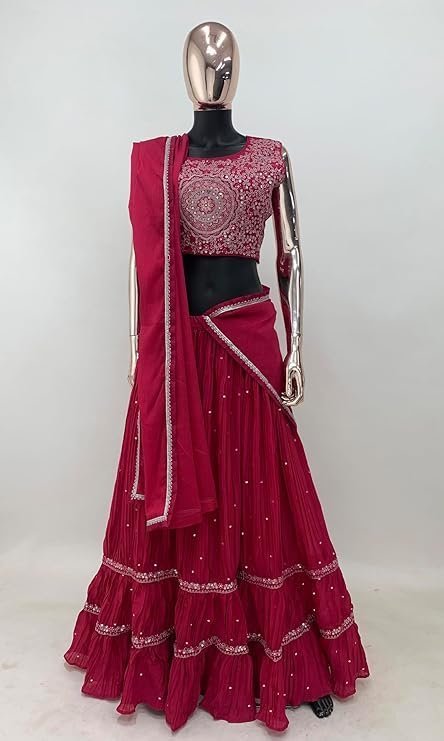 Miss Ethnik Elegant Pink Embroidered Lehenga Choli Set