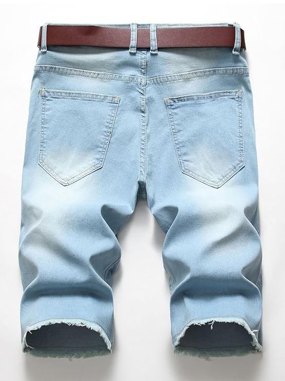 Litteking Men’s Ripped Jean Shorts Casual Distressed Denim Shorts Summer Short Pants with Pockets