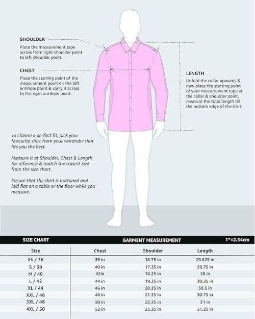 Men’s Solid Cotton Formal Shirt | Plain | Full Sleeve – Regular Fit