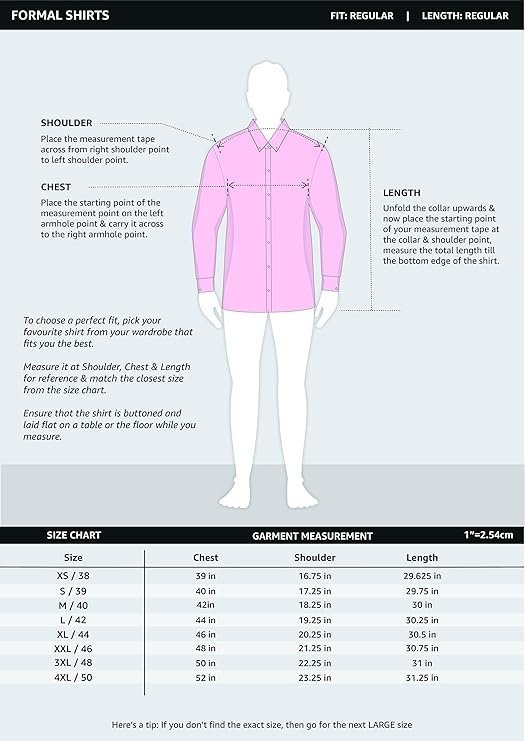 Men’s Solid Cotton Formal Shirt | Plain | Full Sleeve – Regular Fit