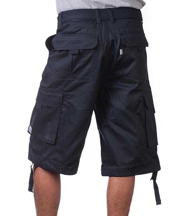 Pro Club Men’s Cotton Twill Cargo Shorts with Belt – Regular and Big & Tall Sizes