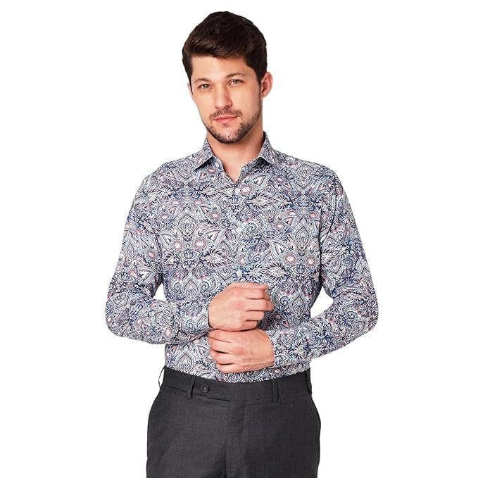 Men’s Printed Cotton Shirt | Full Sleeve | Tailored Fit Summer Casual Formal Wear | Soft Breathable Fabric