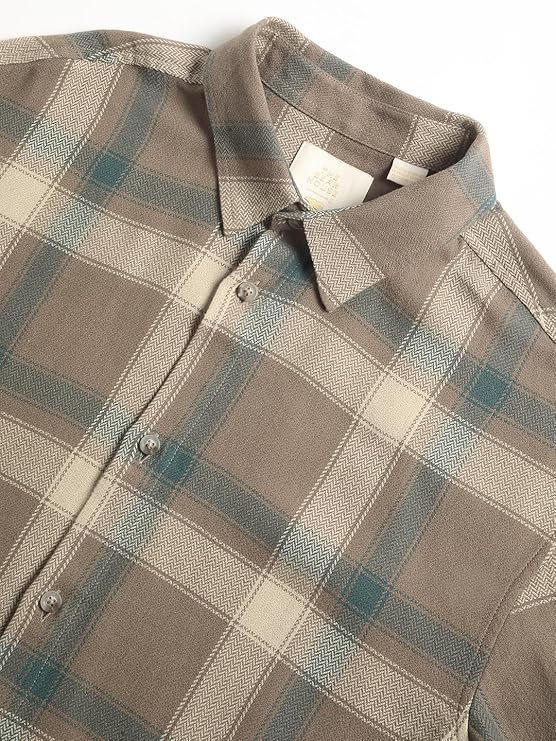 THE BEAR HOUSE Men’s Brown Checked Relaxed Fit Cotton Casual Shirt