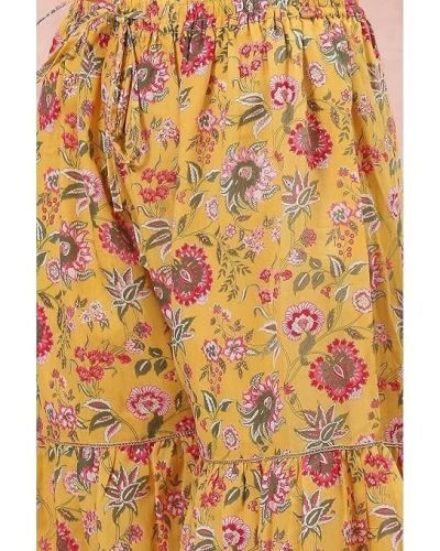 Rangriti Women Polyester Printed Yellow Suit Set