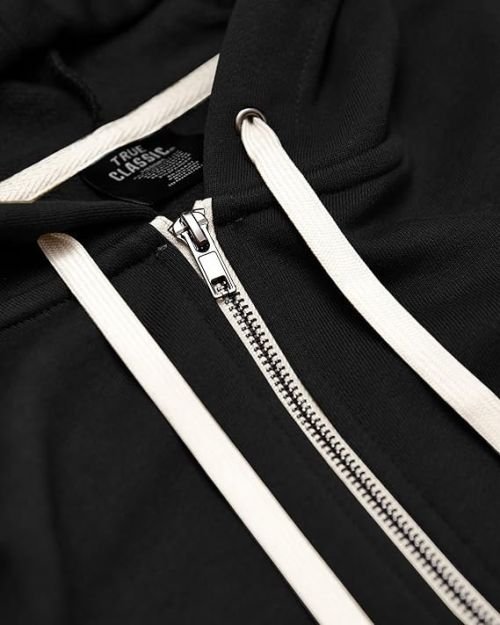 Classic Men’s Fleece French Terry Zip Hoodie, Zip-up French Terry Fleece Hooded Sweatshirt Jacket for Men