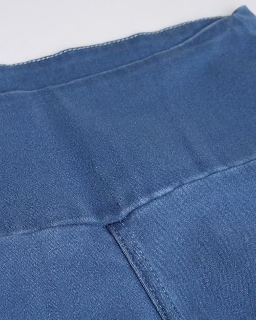 AngelFab Denim Boot Cut Fit Stretchable High Waist Elastic Closer Solid Jeggings for Women