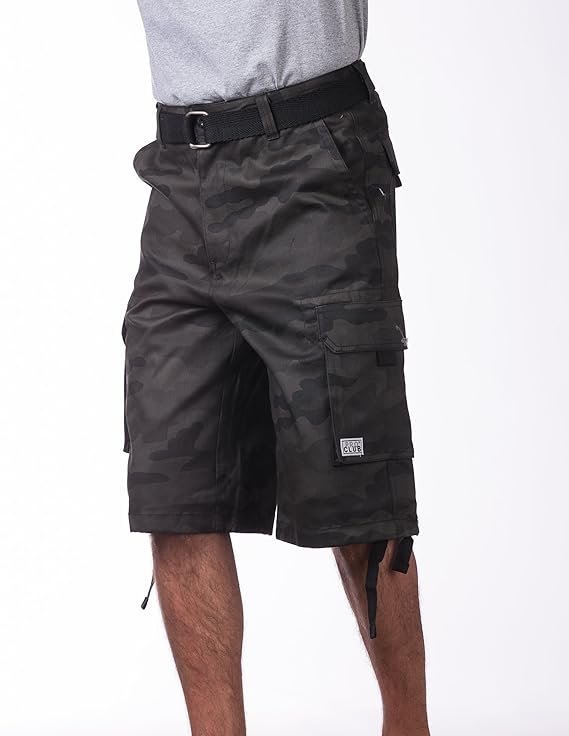 Club Men’s Cotton Twill Cargo Shorts With Belt Camo