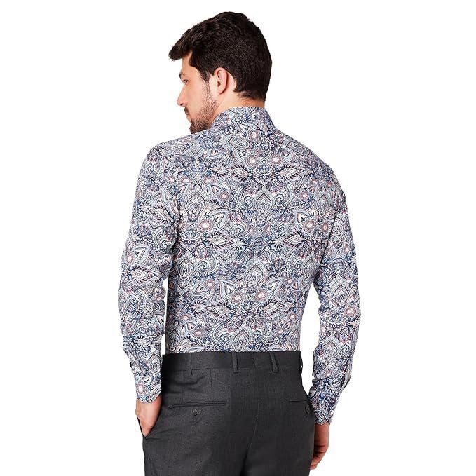 Men’s Printed Cotton Shirt | Full Sleeve | Tailored Fit Summer Casual Formal Wear | Soft Breathable Fabric